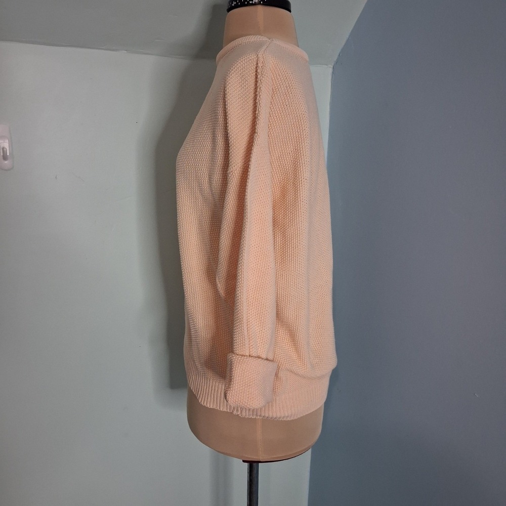 Talbots Vintage Preppy Peach Popcorn Knit Crewneck Sweater Drop Shoulder Pastel - Picture 2 of 12